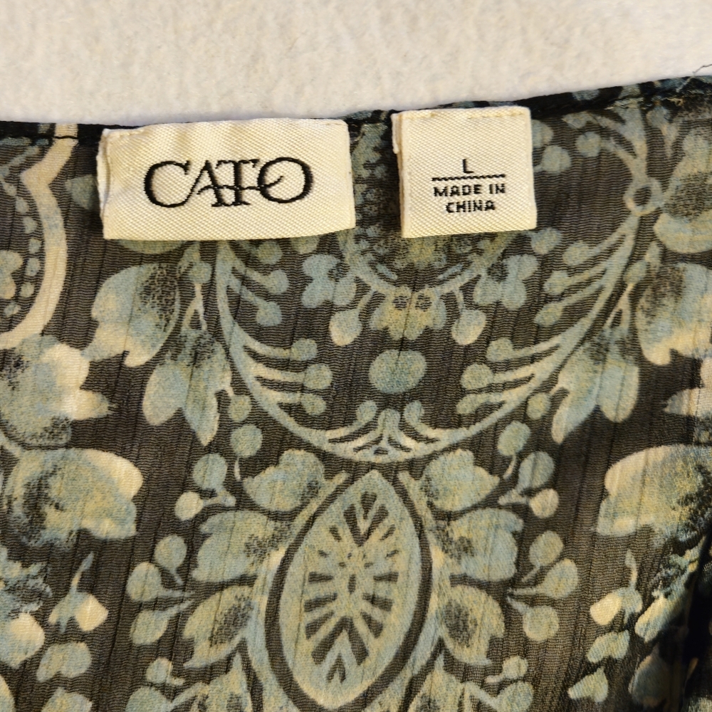 Cato Green And Black Paisley Patterned Blouse - Picture 5 of 9